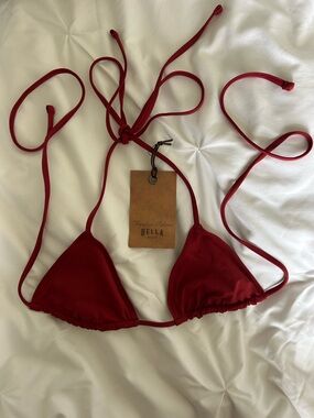 Frankie's Bikinis x Bella Hadid Nick Top Dark Red Triangle String Bikini Top S